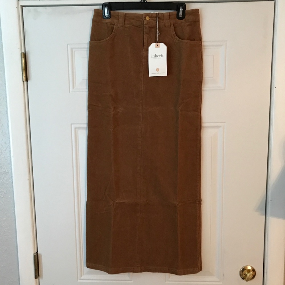NWT Inherit Corduroy Skirt Dark Khaki 4